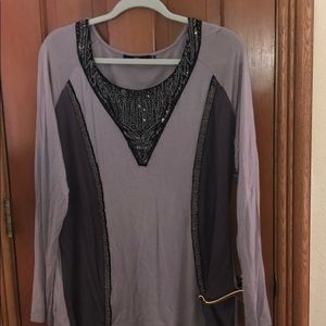 COPY - Two toned  gray embellished top